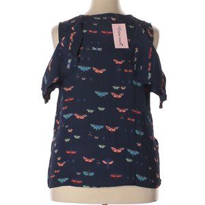 Extra Touch Cold Shoulder Butterfly Print Tunic 3X